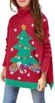 Arshiner Girl's Soft Long Sleeve Turtleneck Xmas Pattern Sweater for 8-9 Years