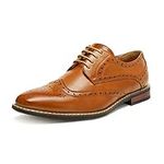 Bruno Marc Moda Italy Men's Prince Classic Modern Formal Oxford Wingtip Lace Up Dress Shoes, PRINCEWIDE-3-BROWN,7 D(M) US