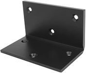 2 Pack 5" Black Corner Brackets Support, L Angle Steel Braces Thickness 4.9mm, 5" x 3", Max.Load 220lb., Countersunk Design for Timber Wood Furniture