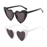 Heart Shaped Sunglasses Clout Goggles Vintage Cat Eye Love Heart Kurt Cobain Glasses Black+White