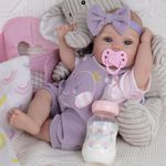 Milidool Lifelike Reborn Baby Dolls-18 inch Sleeping Realistic Newborn Baby Dolls, Soft Cloth Body with Feeding Toy for Kids Age 3 +