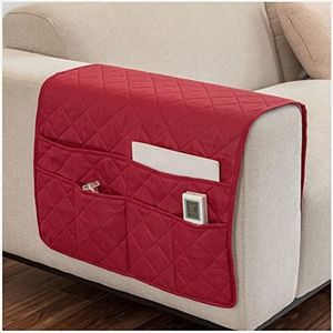 EXTLEZSA Fundas para sillón, organizador de reposabrazos de sofá con 6 bolsillos, funda protectora antideslizante para sofá reclinable, TV, control remoto (rojo, 2 piezas)