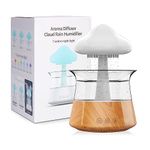 Cloud Rain Humidifier for Bedroom & Large Room Water Drip Humidifier with Remote Waterfall Lamp Mushroom Humidifier Rain Sounds White Noise Humidifier Air Humidifiers for Bedroom Desk (White)