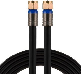 GE RG6 Coaxial Cable, 25 ft. F-Type Connectors, Quad Shielded Coax Cable, 3 GHz Digital, in-Wall Rated, Ideal for TV Antenna, DVR, VCR, Satellite, Cable Box, Home Theater, Black, 33531