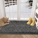 YOOTUKL Chenille Doormat Indoor Muddy mats for dogs Washable Rug Non Slip Dirt Trapper Quick Dry Soft Microfiber Durable Rubber Backing Bathroom Rugs 40x60CM