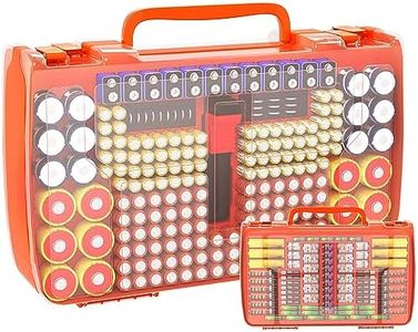 Aptbyte Battery Organizer Storage Holder Box Case with Tester- 269 Batteries Double-Sided Variety Pack, Holds AA AAA 4A C D Cell 9V 3V Lithium LR44 CR2 CR123 CR1632 18650 Button- Orange (Box Only)