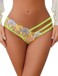 Avidlove Hollow Cut Panties for Women Mesh Back Cheeky Underwear V-Shape Tangas Yellow
