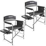 KingCamp Directors Chairs Folding camping chairs set of 2 with 20.86 in Wide Seat for Heavy People with Table Supports up to 396 LBS (Grey)