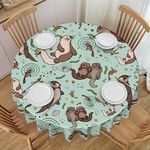 Faduni Otters Round Tablecloth - 60 Inch Washable Polyester Table Cloth Decorative Table Cloth For Kitchen Dining Table Parties Camping