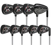 MAZEL Men Golf Iron Set (9PCS) Including 3,4,5,6,7,8,9,Pitching Wedge,Sand Wedge with Steel Shafts for Right Handed Golfers (3-SW (9PCS),Black)