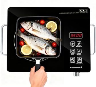 EEDKIAS Portable Electric Ceramic Cooktop, 3500W Electric Hot Plate Infrared Cooktop for All Pots, 3H Timer, LED Touch & Knob Control Cook Top for Home, Office, or Dorm Use, Black