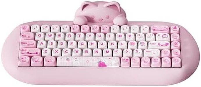 YUNZII C68 Wireless Mechanical Keyboard, 65% Gaming Keyboard Hot Swap,Triple Mode BT5.0/2.4G/Wired, RGB Backlit NKRO,Cute Cat Silicone Ergonomic Keyboard for Win/Mac(Milk Switch, Pink)