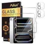 Ailun 2 Pack Screen Protector for iPad Pro 13 Inch 2024 7th Generation + 2 Pack Camera Lens Protector,Tempered Glass Anti-Scratch Case Friendly, Compatible with Face ID Apple Pencil[4 Pack]