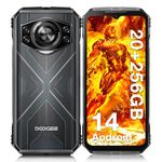 DOOGEE S cyber Rugged Smartphone Android 14, 10800mAh Battery Rugged Phone, 20GB RAM + 256 ROM, 6.58" FHD+IPS Waterdrop Screen, 50MP AI Camera/Dual SIM Unlocked/Octa Core/OTG/GPS - Black