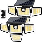 AmeriTop Solar Lights Outdoor, 2 Pack LED High Brightness Cordless Solar Motion Sensor Lights; 4 Adjustable Heads, 320° Wide Angle Illumination, IP65 Waterproof, Security LED Flood Light(Daylight)
