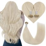 YoungSee Nano Beads Hair Extensions Blonde Real Hair Nano Human Hair Extensions Platinum Blonde Nano Ring Hair Extension Blonde Nano Tip Hair Extensions Nano Loop Hair Extensions Silky 18inch 50s 50g