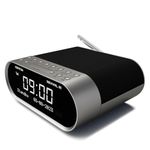 AZATOM Revival DAB+ DAB Digital FM Radio, Dual Alarm Clock, Wireless Bluetooth 5.0, Sleep Timer, USB Moblie Charger, Headphone & AUX (Silver)