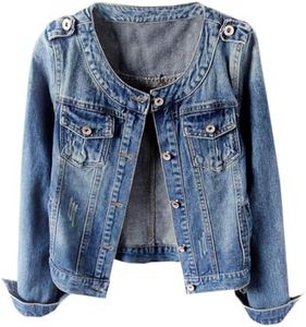 Kedera Jean Jacket for Women Trendy Collarless Button Down Long Sleeve Casual Western Denim Jacket Country Concert Outfits
