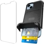 Scooch® for iPhone 14 Case with Card Holder, Wingmate Wallet Case Black, Bundled with Tempered Glass Screen Protector