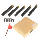 findmall 5Pcs 1/2 Inch Indexable Carbide Lathe Turning Tool Holder Metal Lathe Tools Inserts Bits with TCMT16T304 Carbide Inserts