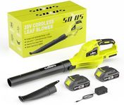 SOYUS Leaf Blower, 21V Leaf Blower Cordless with 2x2.0Ah Battery and Charger, 150 MPH Electric Leaf Blower with Two-Speed Mode, Blowers for Lawn Care, Debris Dust Cleaning(Green)