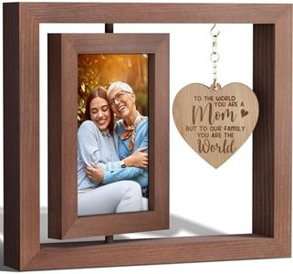 Mom Gifts Mothers Day Gifts From Daughter Son, Mother Picture Frame Double-Sided Display 4x6 Photo with Warm Heart Pendant for Mom Mother-In-Law, Mom Birthday Gifts Wood Mom Tabletop Picture Frame