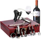 9-Pieces Corkscrew Wine Opener Set, Stainless Steel Cork Screw Rabbit Wine Bottle Opener Kit Including Foil Cutter, Pourer, Vacuum Wine Stopper Corkscrews etc, Ideal Wine Sets Gifts for Women & Men