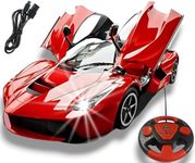 Brand Conquer Rechargeable Remote Control Sports Car with Openable Doors Rc Car with Led Lights for Kids Super Sports Car for Kid High Speed Rc Car Toy Big Size 3-10 Years Old Kids(ferrari RC car Red)