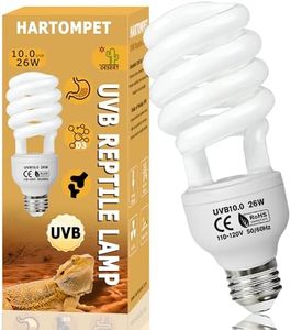 HARTOMPET UVB 10.0 Reptile Light 26W, Compact Fluorescent Lamp, Coil Desert Bulb for Bearded Dragons, Lizards, Snakes, Geckos, Amphibians–Lighting for Habitat Tank, Pet Terrarium & Large Reptile Cage
