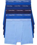 Calvin Klein Men's Cotton Classics Multipack Boxer Briefs, 1 Periwinkle/2 Marazine Blue/Dark Night/Evening Blue, L