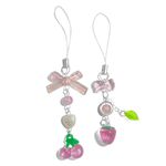 AGEN KGEN Aesthetic Y2K Phone Charm Cute Cell Phone Charms for Women Gir Phone Charm Bag Airpods Camera Pendants Decor, Nylon, acrylic, 2x Pink Cherry Strawberry