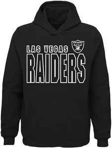 Outerstuff NFL Kids Youth 8-20 Official Team Color Game Day Touchdown Performance Primary Logo Long Sleeve Pullover Hoodie (Las Vegas Raiders Black, 10-12)