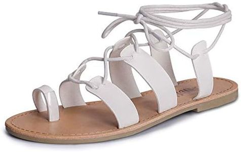 SANDALUP Tie Up Flat Gladiator Roman Sandals for Women