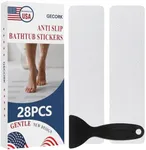 Gecork 28 PCS Shower Floor Non Slip Stickers with Strong Adhesive, Invisible & Durable Anti Slip Shower Stickers with Scraper for Bath Tub, Pools and Stairs(Clear,Wide Rectangle)