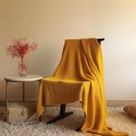 SleepyCat Knitted Throw Blanket, 100% Cotton, Oeko Tex Certified, for Bed, Sofa and Travel, No Shrinkage and No Colour fastness on Machine wash (49 x 59 Inches, Pineapple Yellow)