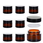 Amber Glass Jars - 8 Pack (30ml) Glass Jars with Lids - Brown Travel Cosmetic Containers with Inner Liner, Spatula and Lid - Glass Travel Pots with UV Protection for Powder, Lotion and Cream