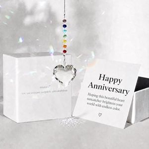 Hegelda Birthday Gifts for Women Friendship, for Friends Coworkers Her Wife Mom Daughter Sister Aunt Heart Crystals Suncacther (Happy Anniversary)