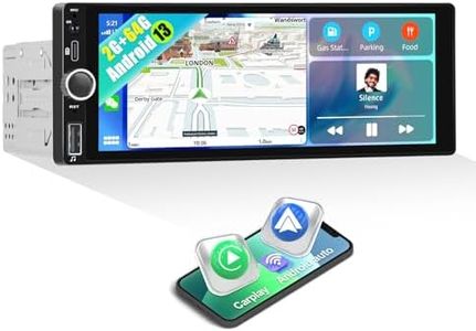 【Upgrade Android 13】 SIXWIN 2+64G Radio Coche 1 DIN Compatible Wireless CarPlay y Wired Android Auto,6.86 Pulgadas HD Pantalla táctil Reproductor con WiFi/GPS/Bluetooth/FM/USB/AUX/TF/Mirror Link