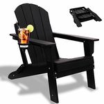 TEKXDD Folding Adirondack Chair, HDPE Plastic Outdoor Adirondack Chairs with Cup Holder, All-Weather Resistant Patio Chair Lawn Chair for Deck Garden, Backyard, Beach, Pool, Fire Pit