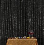 3E Home 120x245cm(4Ftx8Ft) Black Sequin Backdrop Fabric Curtain Wedding Party