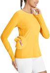 BALEAF Rash Guard for Women Hiking Shirts Sun Shirt SPF UPF 50+ Quick Dry Long Sleeve Workout Tops Running Top Yellow S