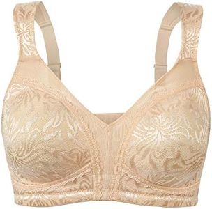 WingsLove Women's Full Coverage Non Padded Minimizer Comfort Cushioned Strap Wireless Bra(Deep Nude,42DD)