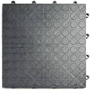 Big Floors GarageDeck Coin Pattern, Durable Copolymer Interlocking Modular Non-Slip Garage Flooring Tile (48 Pack), Graphite