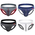 Casey Kevin Men's Jockstrap Sexy Mesh Jock Strap Athletic Underwear-uk,4 Pack(Black new/White/Gray/Blue),L