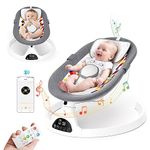 Aomdom Electric Baby Bouncer with Connect Blueteeth and Remote Control,Baby Swing Chair with 5 Swing Amplitudes 3-Stage Timer,12 preset lullabies Toddler Soft Padded Newborn Bouncer(Remote Control)