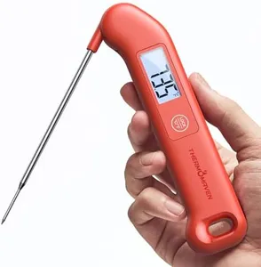 Professional Meat Thermometer Digital, Instant Read Food Thermometer for Cooking Grilling Air Fryer Griddle Probe Kitchen Gadgets Essentials BBQ Accessories Grill Gifts for Men Dad Fathers Day, Red