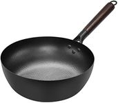 WACETOG Deep Frying Pan Nonstick Skillet 10 Inch Carbon Steel Wok Pan to Fry Eggs Steak Pancakes Pan for Induction Cooktop Gas & Electric Stove Stir-Fry Pan with Removable Handle Flat Bottom