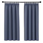 PONY DANCE Bedroom Blackout Curtains - W46 X L54 Thermal Pencil Pleat Soundproof Curtains for Boy's Nursery Window Treatments for Living Room, 2 Panels, Haze Blue