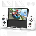 Switch Controller for Nintendo Switch/OLED, One-Piece Switch Pro Controllers for Joycon, Handheld Switch Grip Remote with 8 RGB Colors, Adjustable TURBO, Dual Motor Vibration, Back Button, White