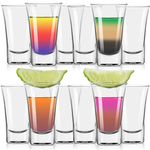 FLOW Barware 12x Shot Glasses Set | Clear Shot Glasses Set of 12 | 50ml Shot Glass with Heavy Base, Shot Glass Set for Vodka, Whisky, Tequila. Stackable